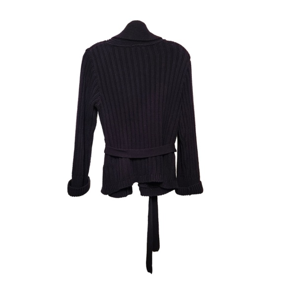 etam Women Cable Knit Blue Shawl Collar Knitted Buttoned Cardigan EU M, US S - Picture 3 of 8